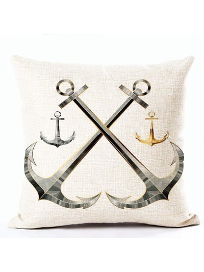 Buy Classic Luxury Anchor Pattern Cushion Cover Multicolour 45x45centimeter in Saudi Arabia