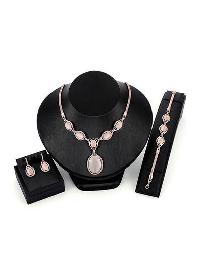 Buy 3-Piece Rose Gold Plated Alloy Jewellery Set With Opal in UAE