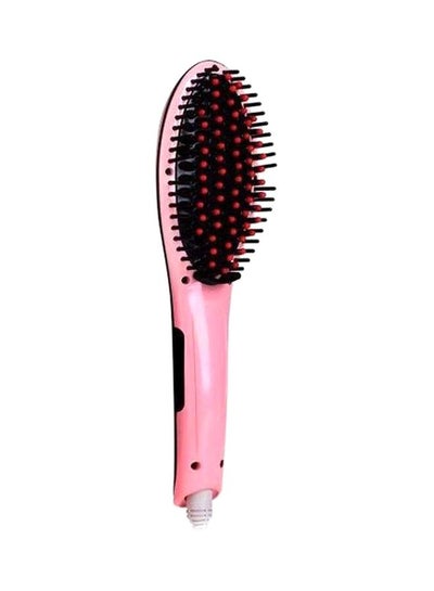 Buy Electric Hair Straightening Brush With LCD Display Pink/Black in Egypt