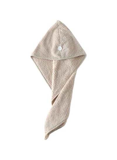 Buy Fleece Absorbent Cap Hair Towel Beige 45x60cm in Saudi Arabia