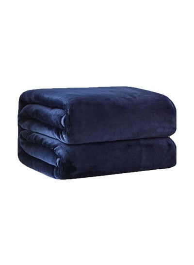 Buy Fleece Blanket Sheet polyester Blue 180x200cm in UAE