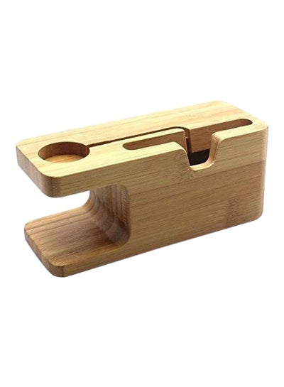 Buy Bamboo Wood Charging Stand Cradle Dock Holder for Apple Watch & iPhone WT-A-101-BR Brown in UAE