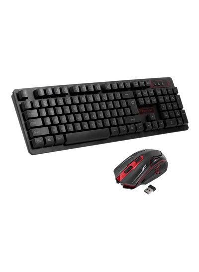 Buy Wireless Keyboard And Mouse Set Black/Red in UAE
