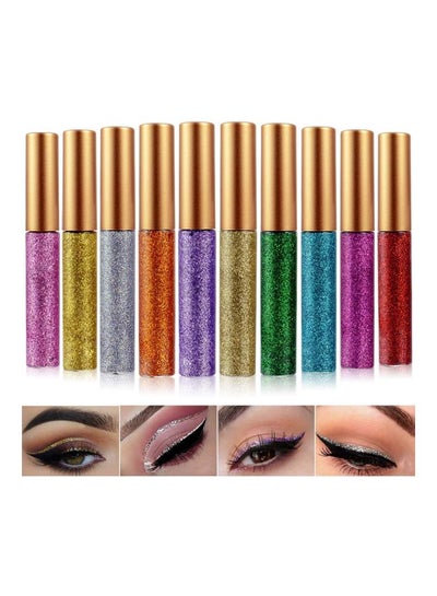 Buy 10-Piece Glitter Liquid Eyeliner Set Multicolour in UAE