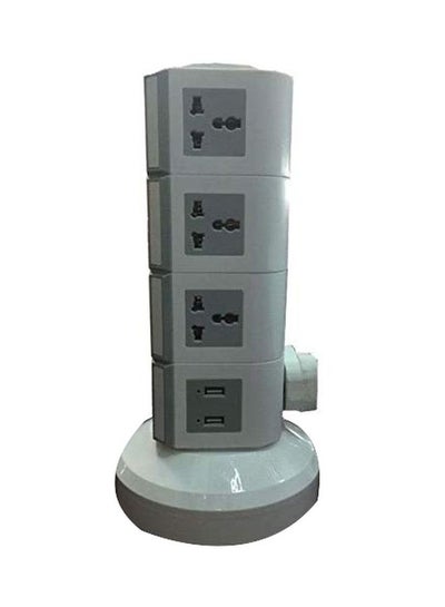 اشتري Power Outlet With 4-Layer And 2 USB Port أبيض/رمادي في الامارات