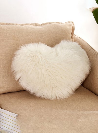 اشتري Heart Shaped Plush Pillow Acrylic White 45x55 centimeter في الامارات