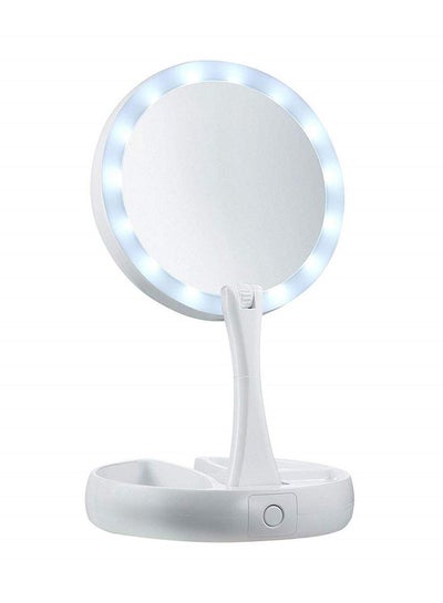 اشتري Led Lighted Round Foldable Make Up Mirror White في مصر