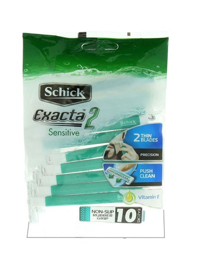 Buy 10-Piece Exacta 2 Sensitive Razor Set White 10 Pieces in UAE