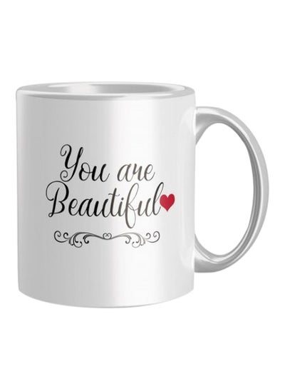 Buy Printed Ceramic Coffee Mug White/Black/Red in Egypt