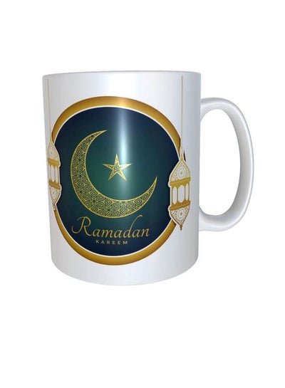 اشتري Ramadan Printed Ceramic Mug أبيض/ذهبي/أخضر 350 مل في مصر