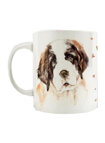 Buy Printed Ceramic Mug White/Beige/Brown in Egypt