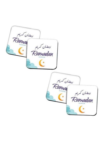 Buy Set of 4 Ramadan Printed Coaster White/Blue/Green in Egypt