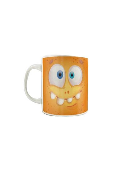 Buy Printed Ceramic Mug Orange/White/Blue in Egypt