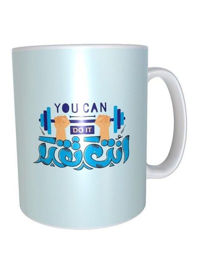 Buy Printed Ceramic Mug Blue/Beige in Egypt