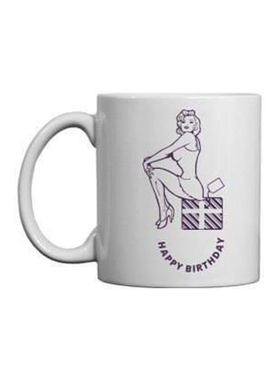 Buy Printed Ceramic Coffee Mug White/Purple One Size in Egypt