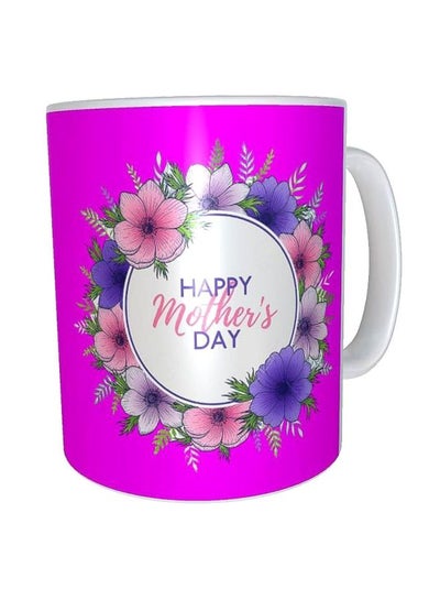 Buy Happy Mother's Day Printed Ceramic Mug Purple/Blue/Pink in Egypt