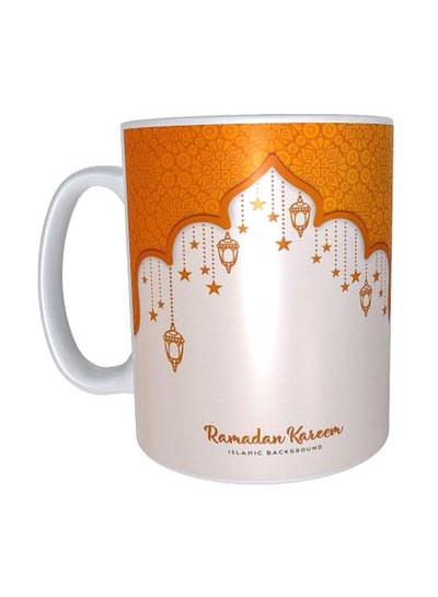 Buy Printed Ceramic Mug White/Orange in Egypt