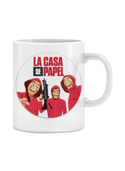 Buy la Casa De Papel Printed Ceramic Mug White/Black/Red in Egypt