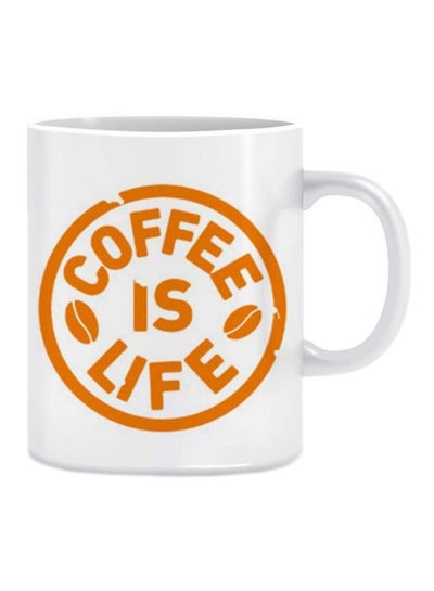 Buy Printed Ceramic Coffee Mug White/Orange in Egypt