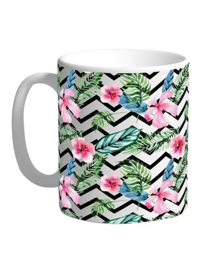 Buy Floral Printed Ceramic Mug White/Pink/Green in Egypt