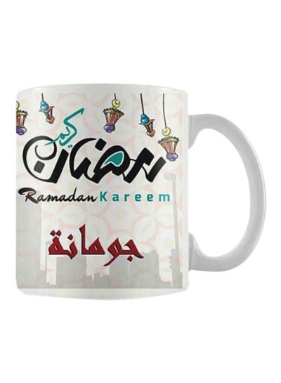 Buy Printed Ceramic Coffee Mug White/Blue/Red in Egypt