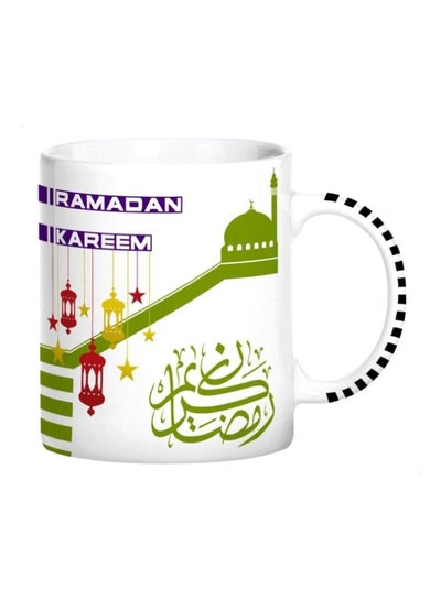 Buy Ramadan Kareem Printed Ceramic Coffee Mug White/Green/Purple in Egypt