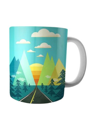 Buy Printed Coffee Mug Blue/Green/White Standard in Egypt