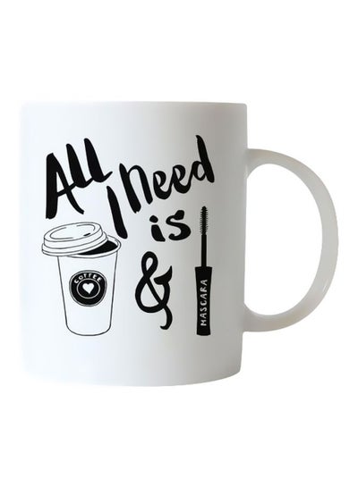 Buy Printed Ceramic Coffee Mug White/Black in Egypt