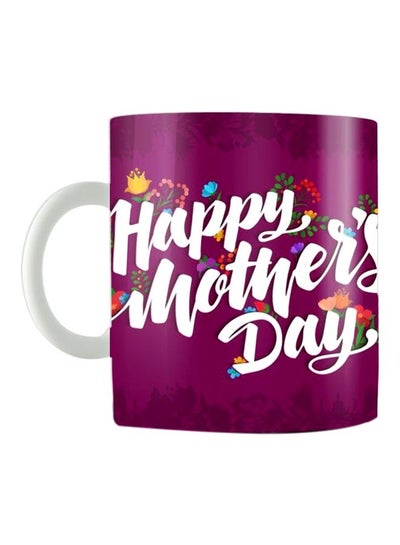 Buy Happy Mother's Day Printed Coffee Mug Purple/White/Green in Egypt