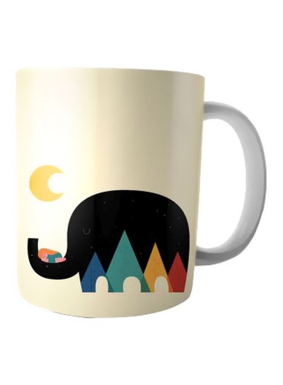 Buy Printed Ceramic Coffee Mug Off White/Black/Grey in Egypt