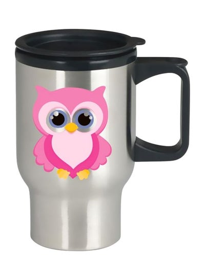 Buy Stainless Steel Printed Coffee Mug Silver/Pink/Black in Egypt