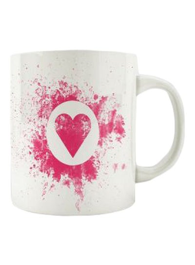 Buy Heart Printed Ceramic Mug White/Pink in Egypt