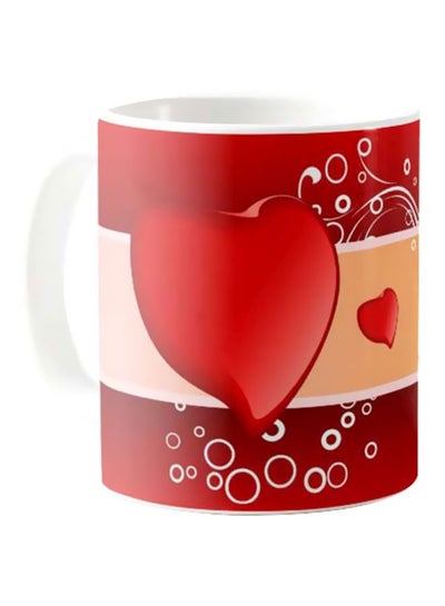 Buy Printed Ceramic Coffee Mug Red/Beige/White in Egypt