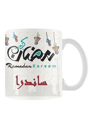 Buy Printed Ceramic Coffee Mug White/Black/Green in Egypt