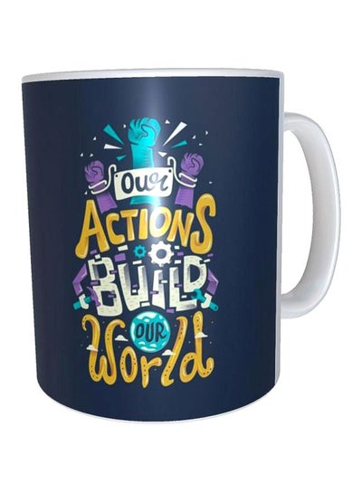 Buy Printed Ceramic Mug Blue/Yellow/Purple in Egypt