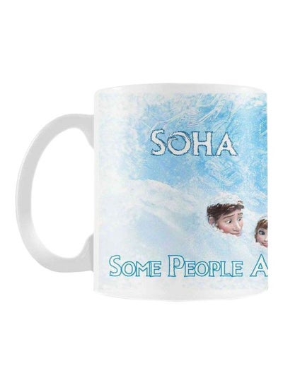 Buy Printed Ceramic Coffee Mug White/Blue/Brown in Egypt