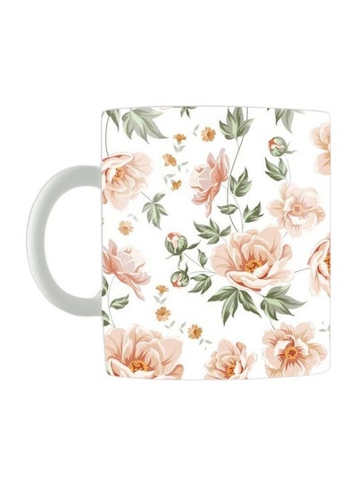 Buy Printed Ceramic Coffee Mug White/Green/Beige One Size in Egypt