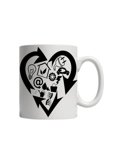 Buy Printed Ceramic Mug White/Black in Egypt