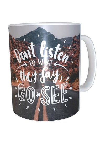 Buy Printed Ceramic Mug White/Grey/Brown in Egypt