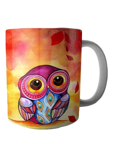 Buy Owl Printed Ceramic Mug Red/Yellow/Purple in Egypt