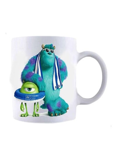 Buy Printed Ceramic Coffee Mug White/Green/Blue in Egypt