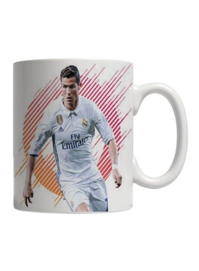 Buy Ronaldo Printed Ceramic Coffee Mug White/Pink/Yellow in Egypt