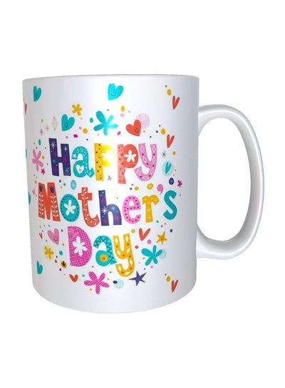 Buy Happy Mother's Day Printed Mug White/Red/Blue 350ml in Egypt