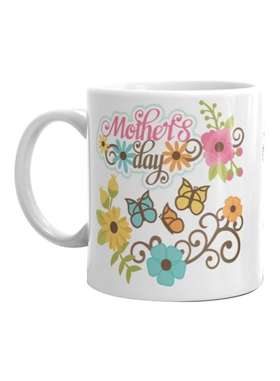 Buy Printed Ceramic Mug White/Pink/Green in Egypt