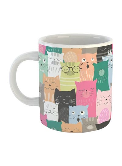 Buy Cats Printed Mug Pink/Green/White in Egypt