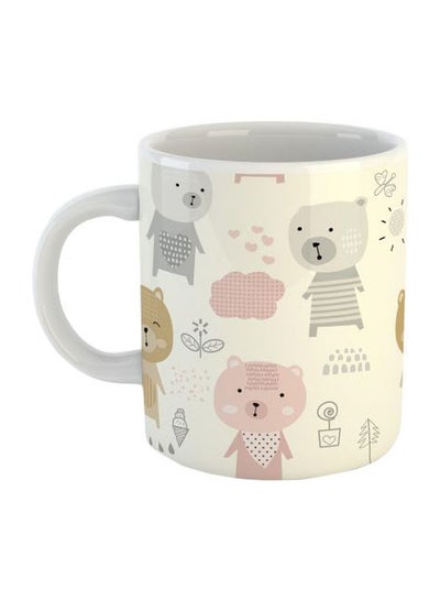 Buy Teddy Bear Printed Mug Beige/Pink/White in Egypt