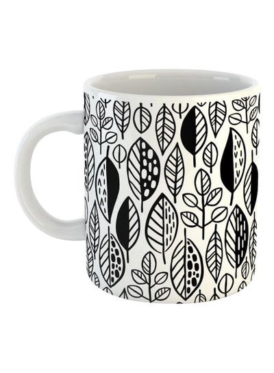 Buy Leaves Printed Mug White/Black in Egypt