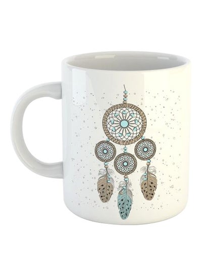 Buy Printed Porcelain Mug White/Green/Beige in Egypt