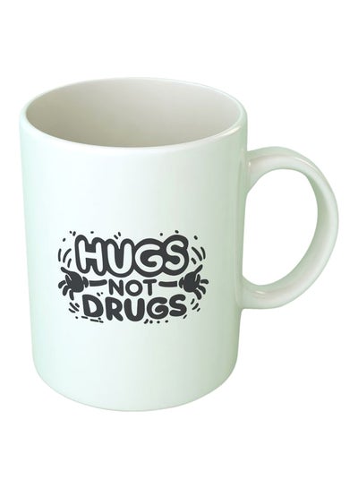 اشتري Hugs Not Drugs Printed Coffee Mug White/Black 11 أوقية في مصر