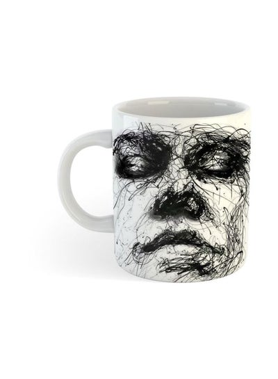 Buy Printed Porcelain Coffee Mug White/Black in Egypt